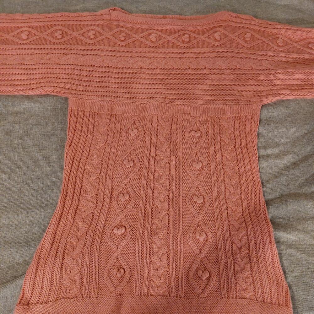 Dressbarn Knitted Tunic Sweater 3/4 Length Sleeves Salmon Pink Woman's XL - Picture 2 of 4